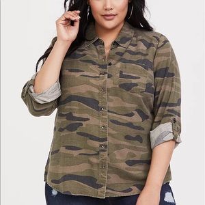 Torrid Plus Size Camo buttoned down shirt